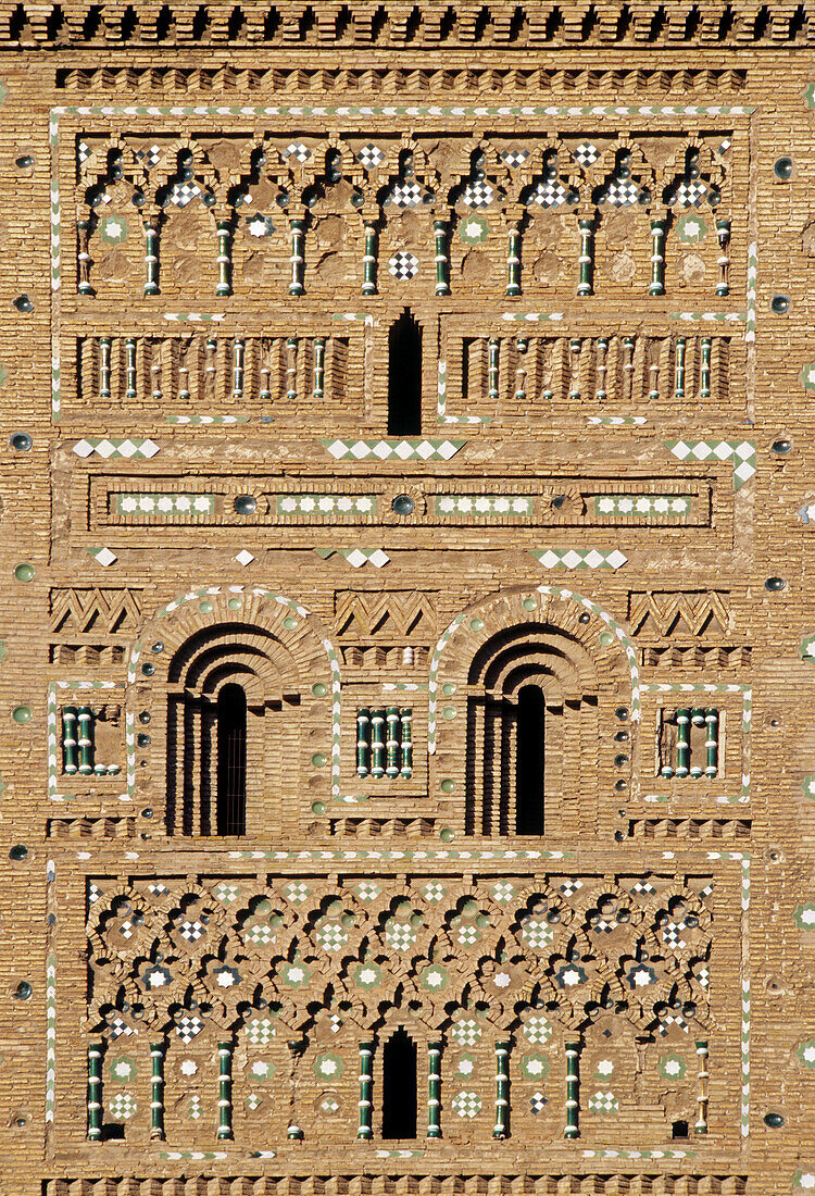 Mudejar tower of San Miguel detail. Teruel. Aragon. Spain.