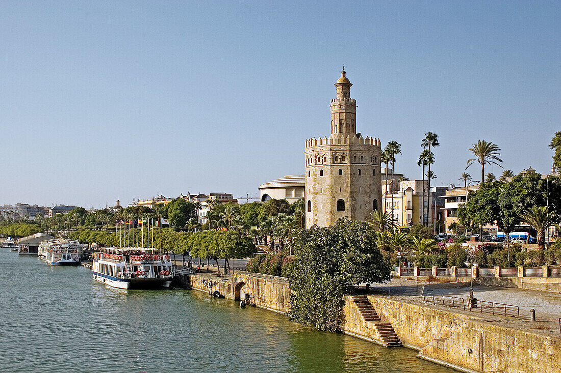 Torre del Oro and Guadalquivir river. Sevilla. Andalucia. Spain.