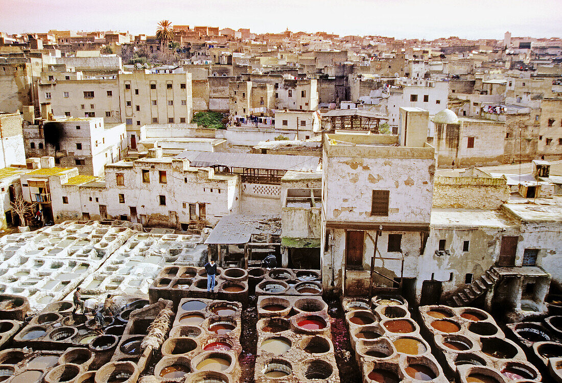 Tanners square, dying area. Fes. Morocco