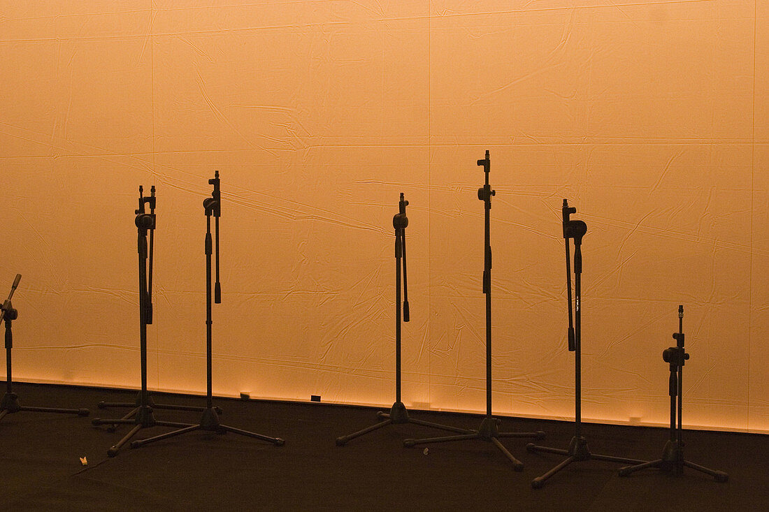 Microphones in a theater. Festival Jazz 2004, Parma. Italy