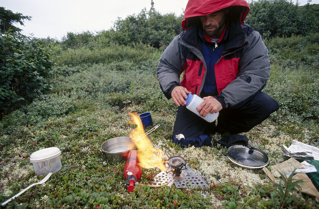 Daily cooking. Denali National Park. Alaska. USA.