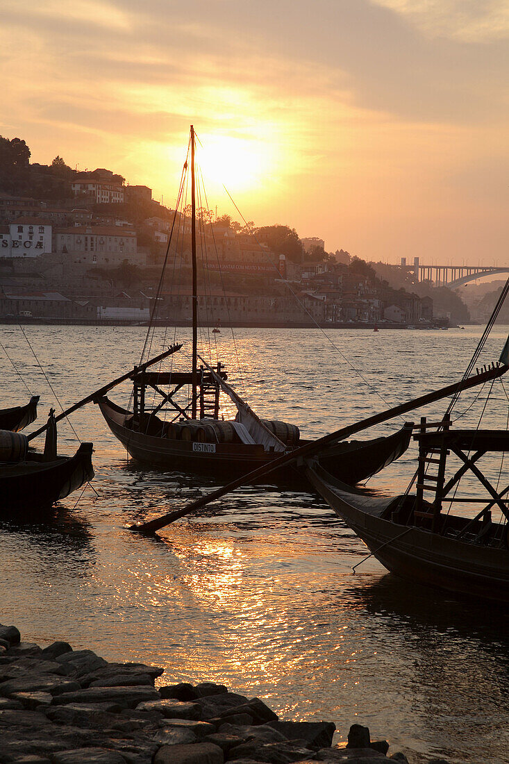 Typical boats on Duero river. Porto. Portugal.