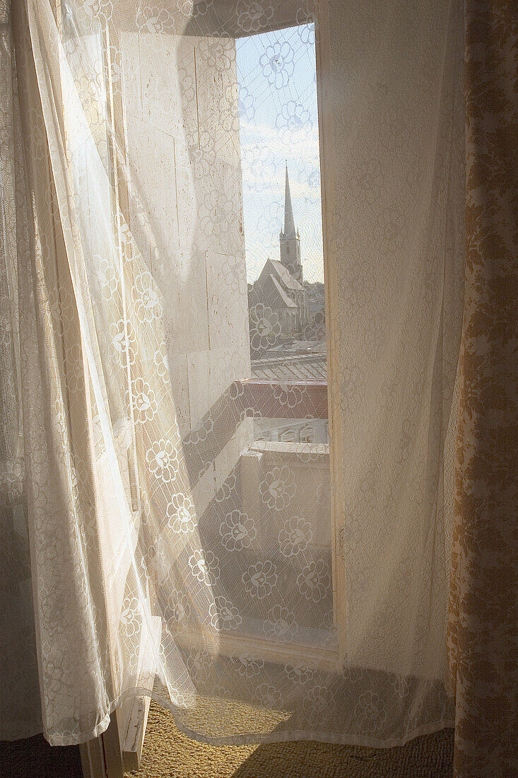 Romania, Deva, Window View, church