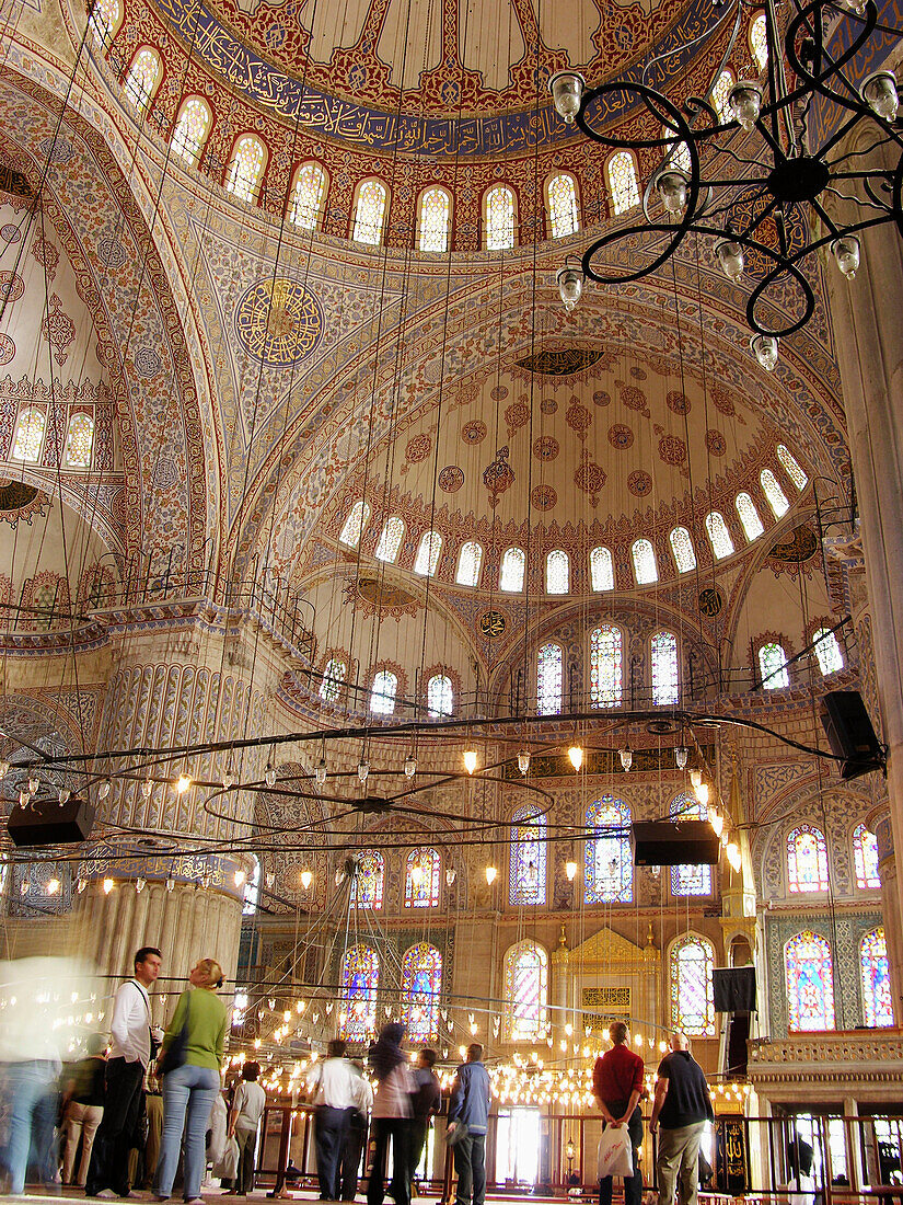 Daytime Interior Dome Blue Mosque Istanbul Turkey