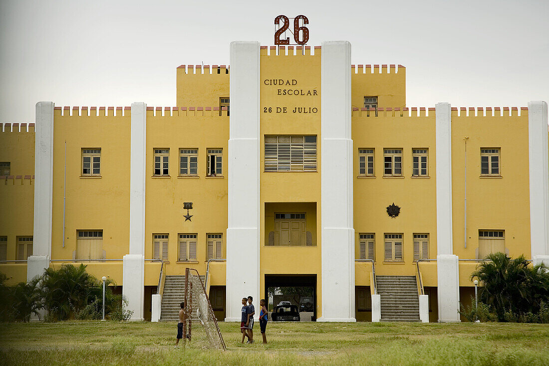 On July 26, 1953, the barracks was the site of an armed attack by a small group of revolutionaries led by Fidel Castro. This armed attack is widely accepted as the beginning of the Cuban Revolution. Moncada Barracks. Now a school. Santiago de Cuba. Cuba.