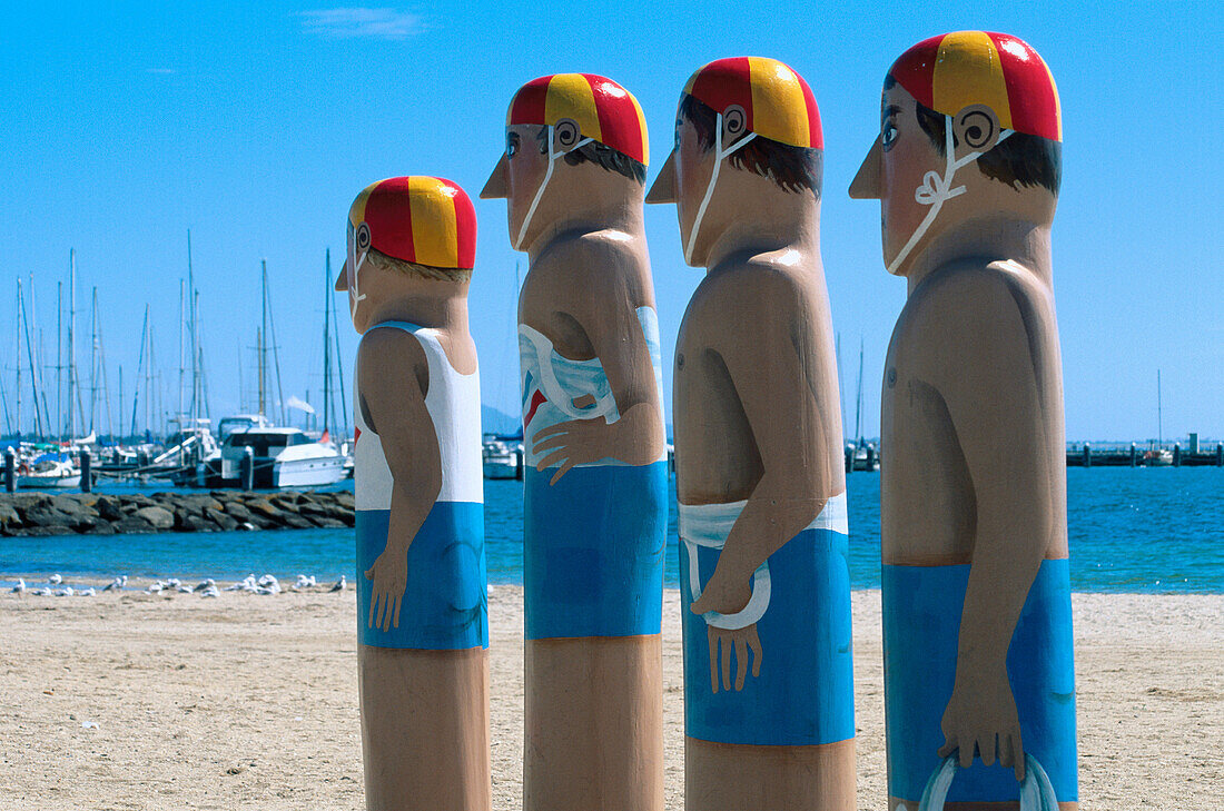 Painted poles. Geelong. Victoria. Australia