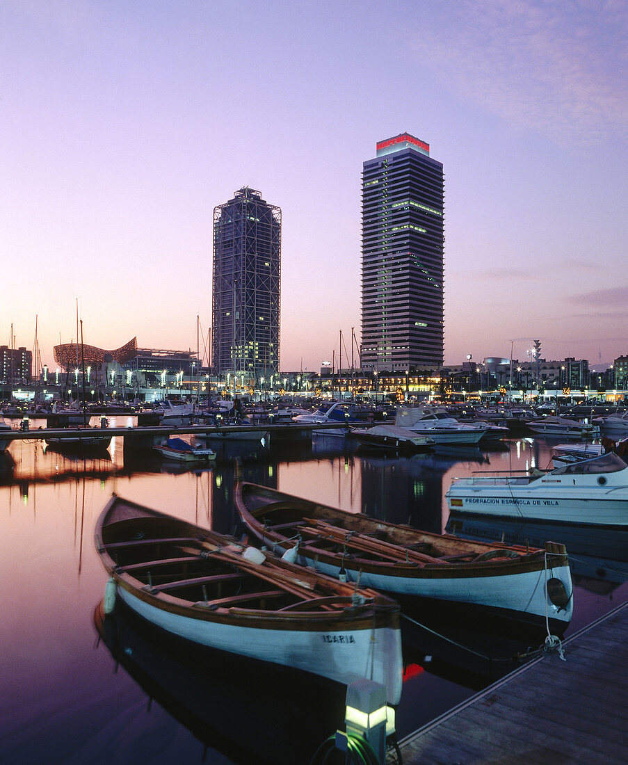 olympic port, Mapfre tower and Hotel Arts. Barcelona. Catalonia, Spain