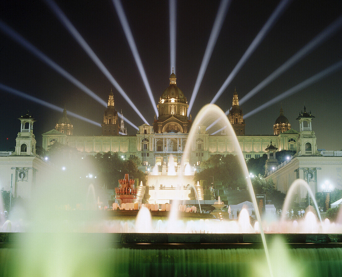 Palau Nacional and Font Màgica (Magic Fountain). Barcelona. Spain