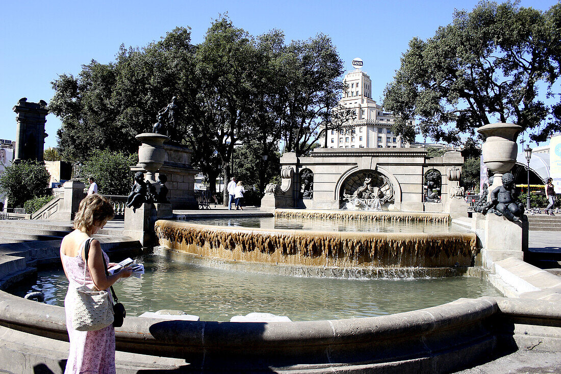 Fountain, Plaça de Catalunya, Barcelona, Spain