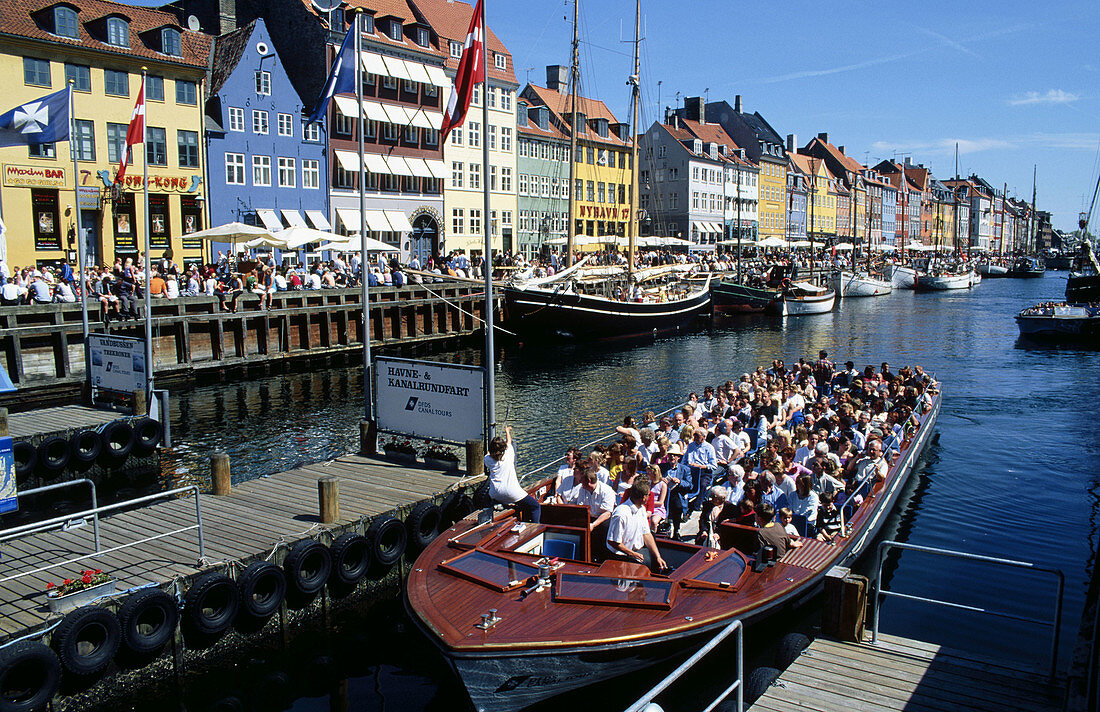 View of Nyhavn in Copenhagen. Denmark