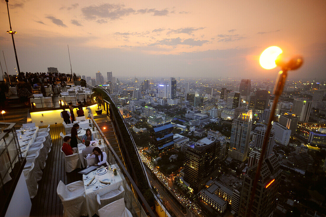 Vertigo Restaurant, Rooftop outdoor restaurant in Sukhothai Hotel overlooking Bangkok, Thailand