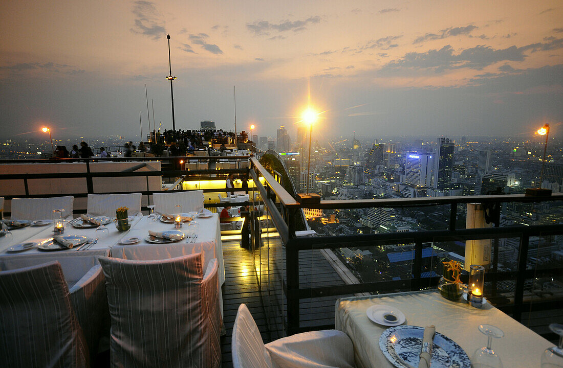 Vertigo Restaurant, Rooftop outdoor restaurant in Sukhothai Hotel overlooking Bangkok, Thailand