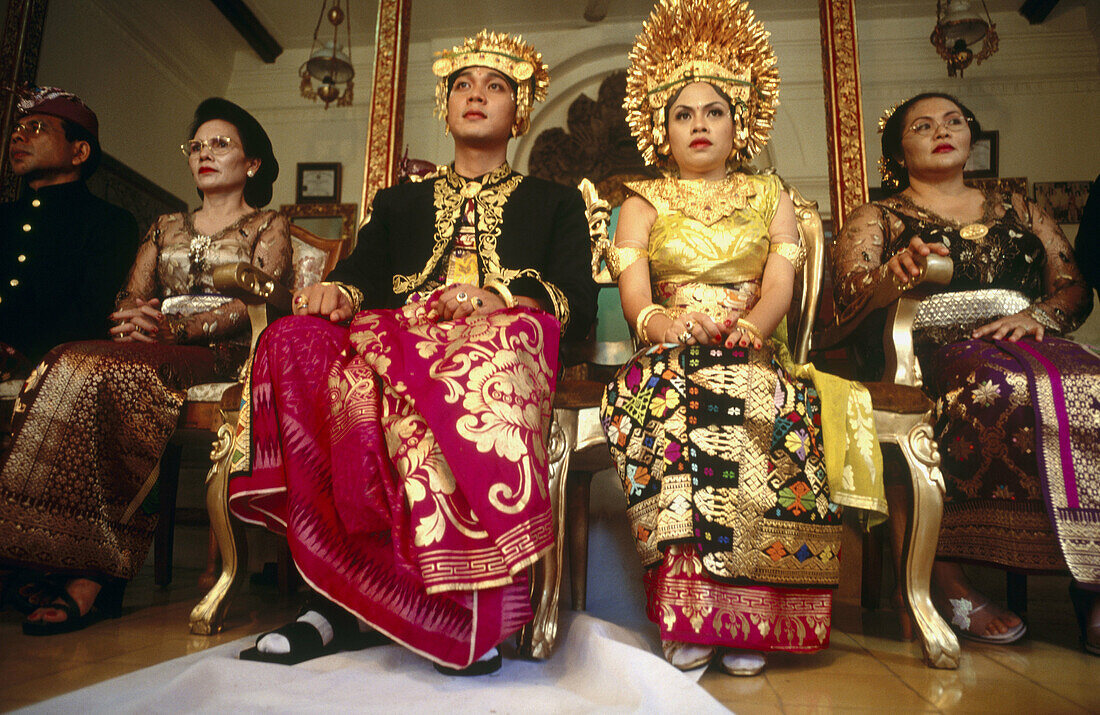 A tradtitional Balinese wedding reception for a modern couple. Ubud. Bali. Indonesia.