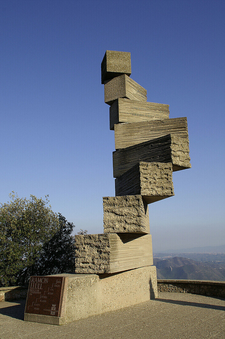 Escala de LEnteniment. Monument to Ramon Llull. Montserrat Abbey. Barcelona province. Spain.