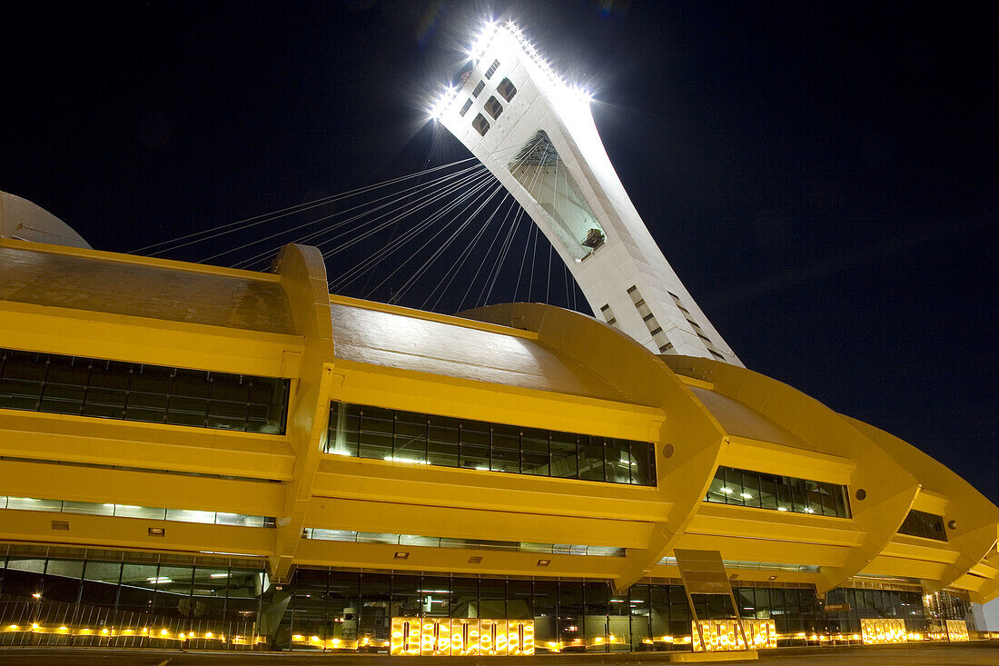 Olympic stadium at night. Montreal, Quebec, Canada