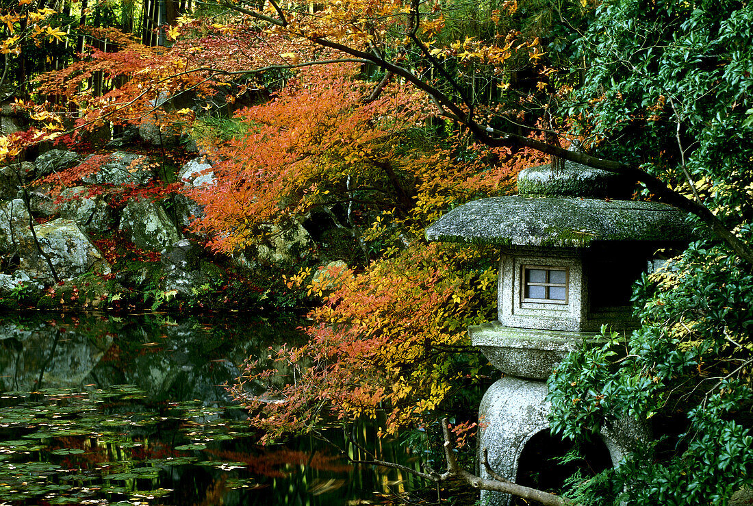 Garden lantern, Tenjuan temple, Kyoto Honsu Kinki region Japan