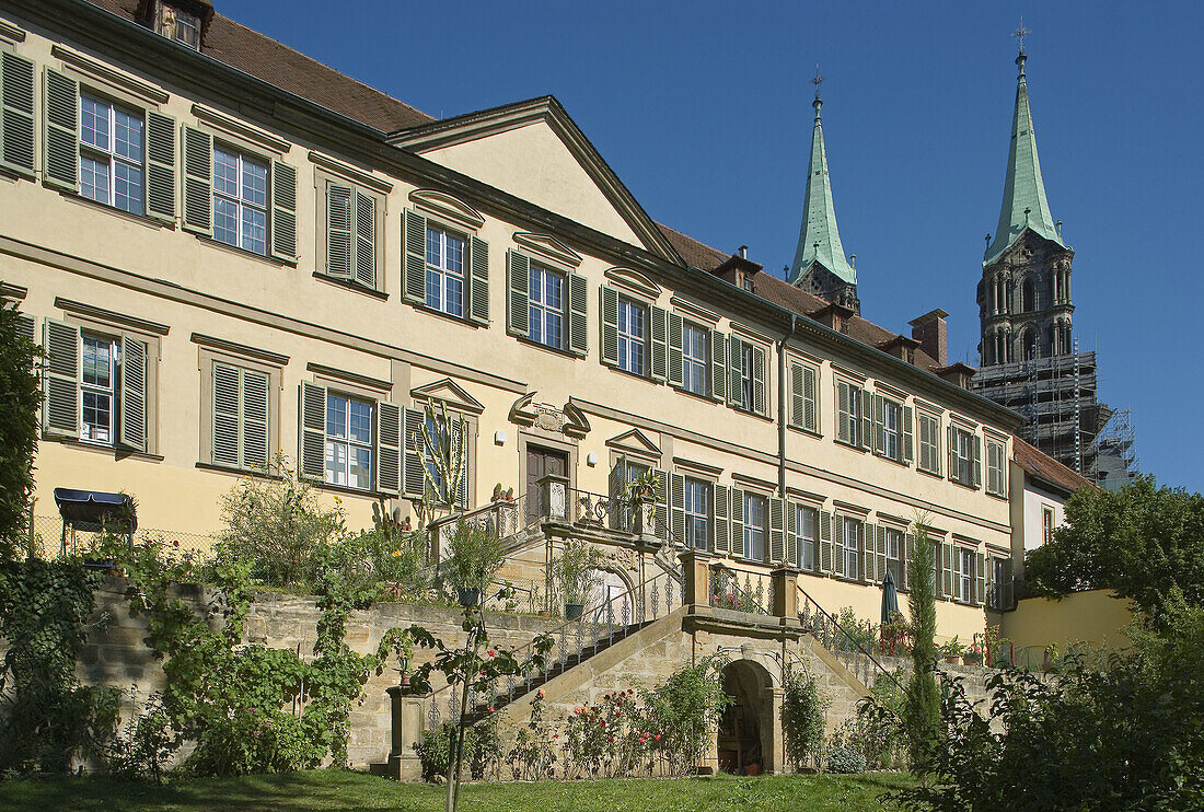 Bamberg, Bayern, Bavaria, Deutschland, Germany, world cultural heritage, Architecture, Domstrasse 5, build 1705/6, Gartenfassade, facade of the gardenside