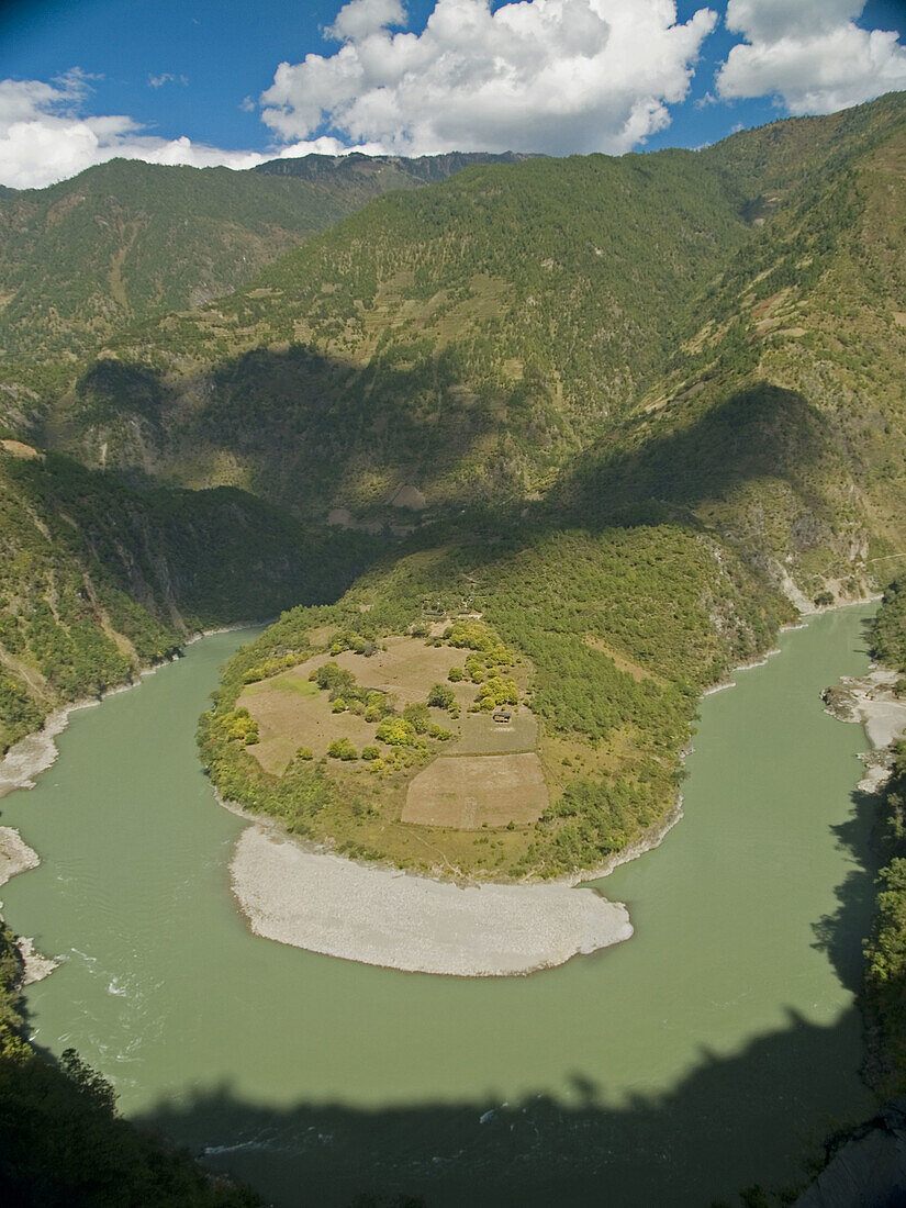 upper reaches of the Nujiang River, its first bend in the Nujiang Gorge, Yunnan, China