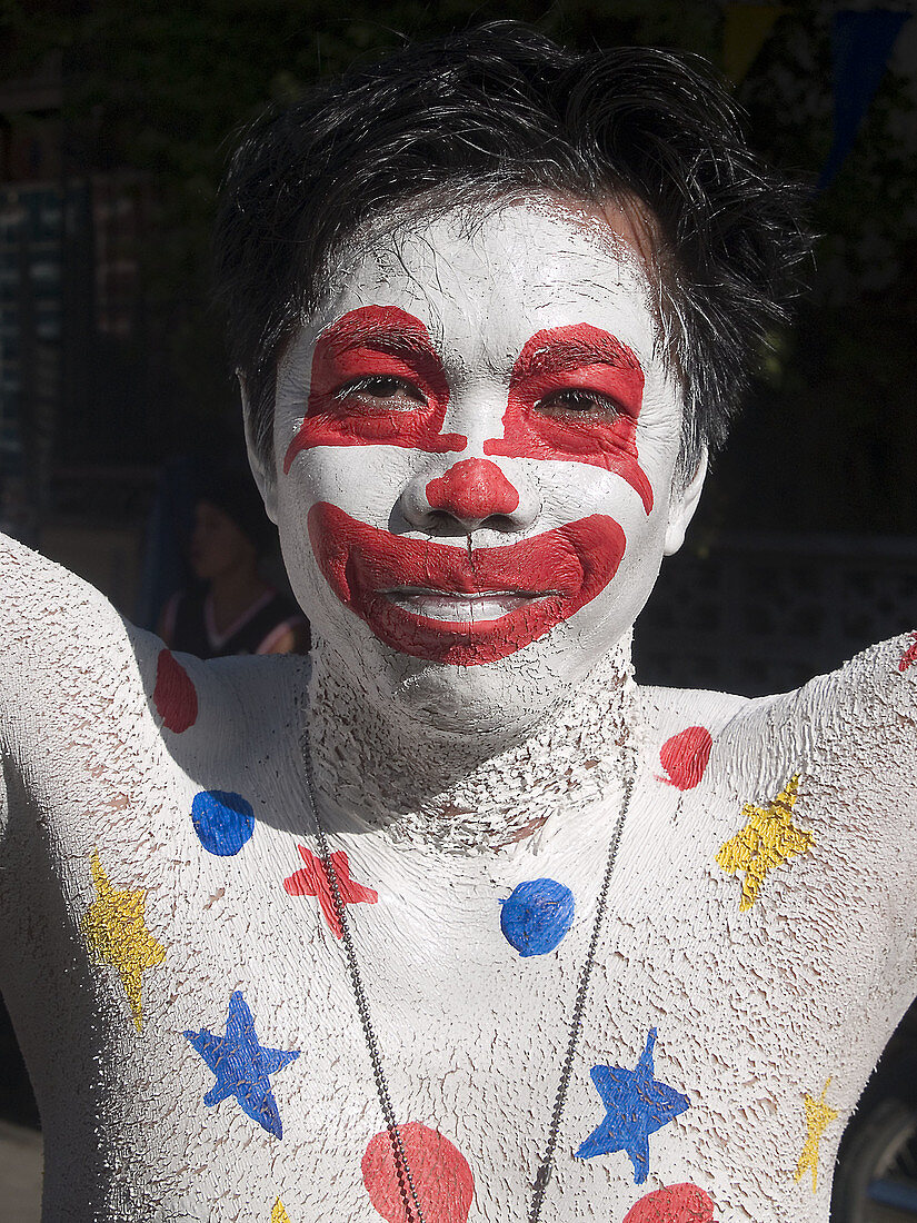 clown, Ati Atihan Festival, Kalibo, Philippines