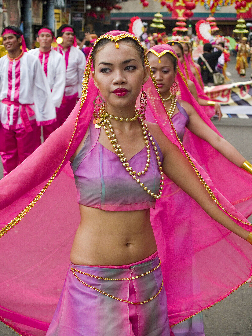 belly dancers in performance, Sinulog Festival, Cebu, Philippines
