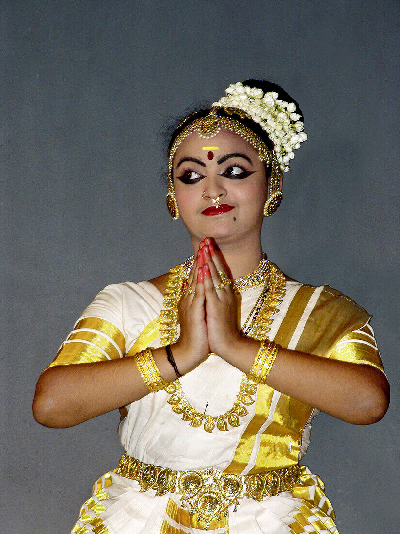 The Devadasi dance tradition, which developed through the temple danseuses is an important form among the dance patterns of India. Trivendrum, Kerala. India.