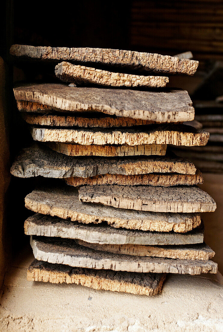 Cork from oaks.La Algaba de Ronda; Ronda. Serranía de Ronda. Málaga province. Andalucia. Spain.