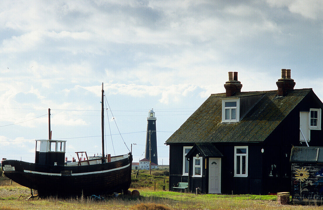 Europa, England, Kent, Dungeness, Fischerhaus und Boot