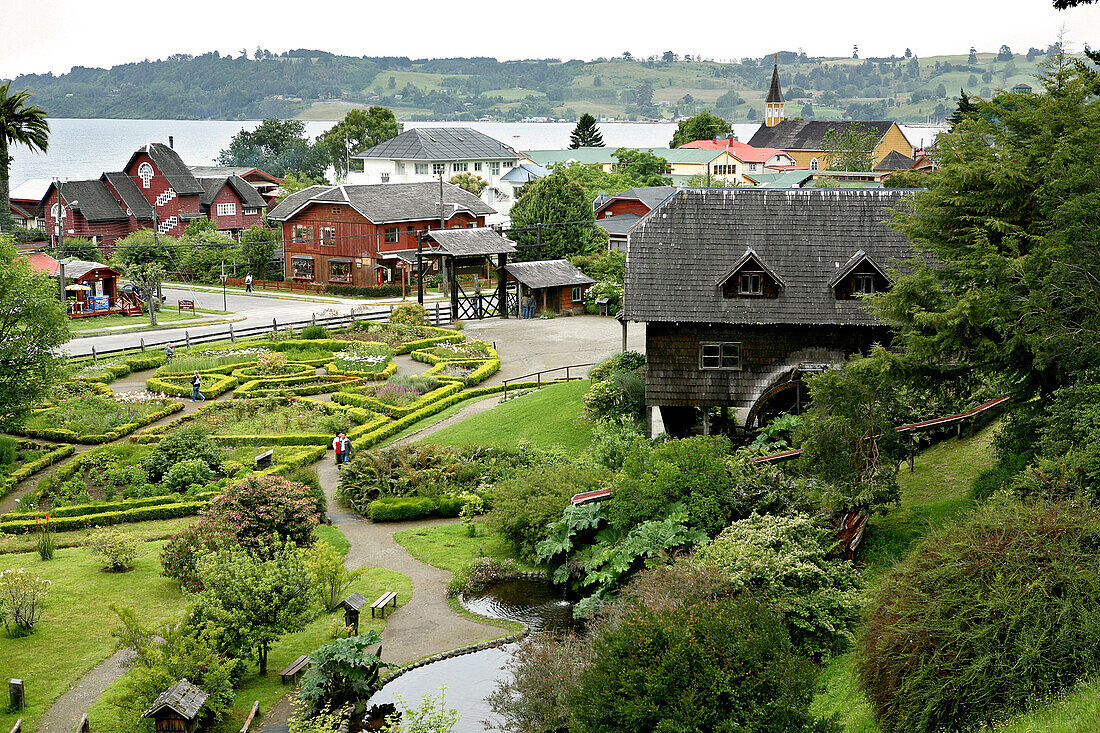 Open-air museum Colonial Aleman in Frutillar at lake Llanquihe, Chile, South America