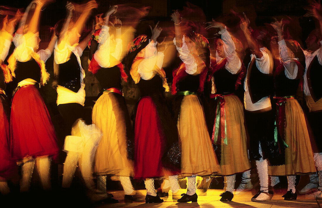 Dancing Sardanes, traditional Catalan folk dance. Saint John Festival. Perpignan. Pyrenees-Orientales. Languedoc Roussillon. France