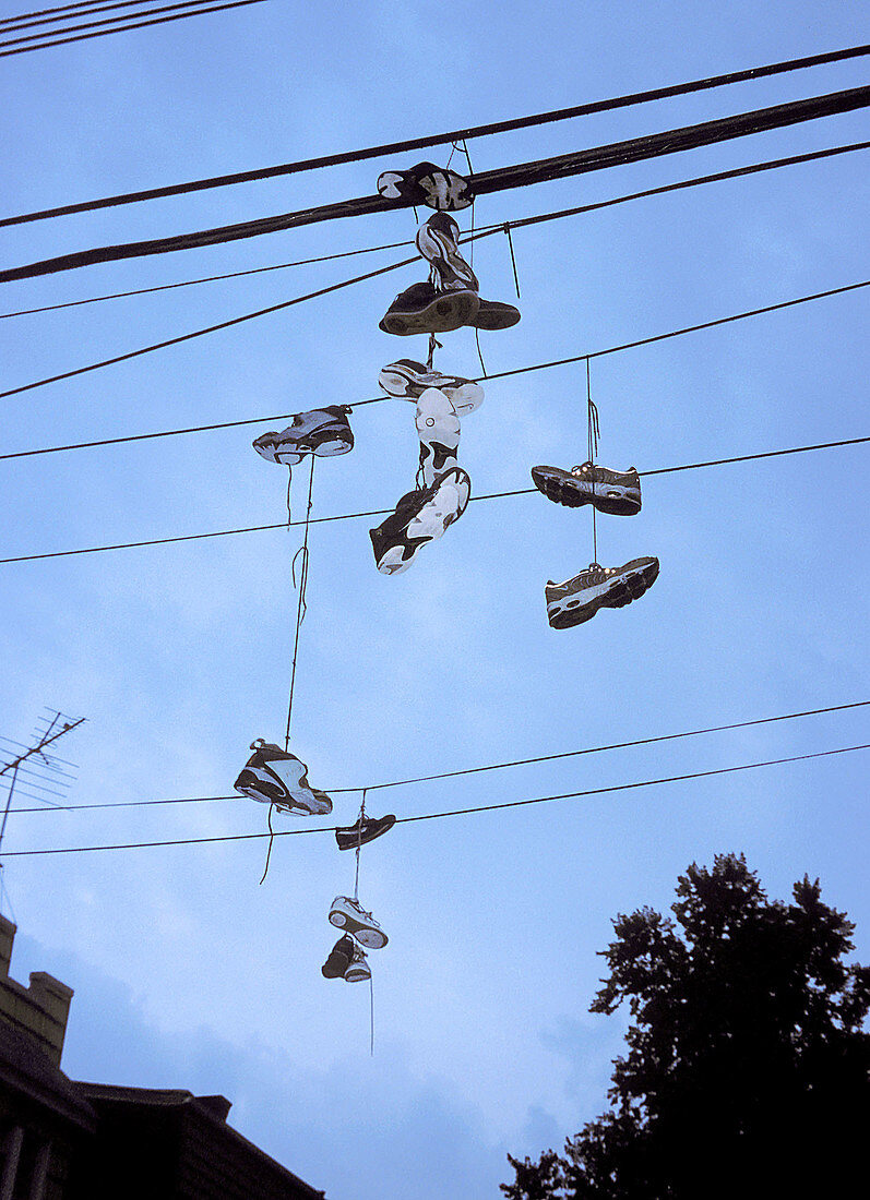Shoes on electric wires, USA