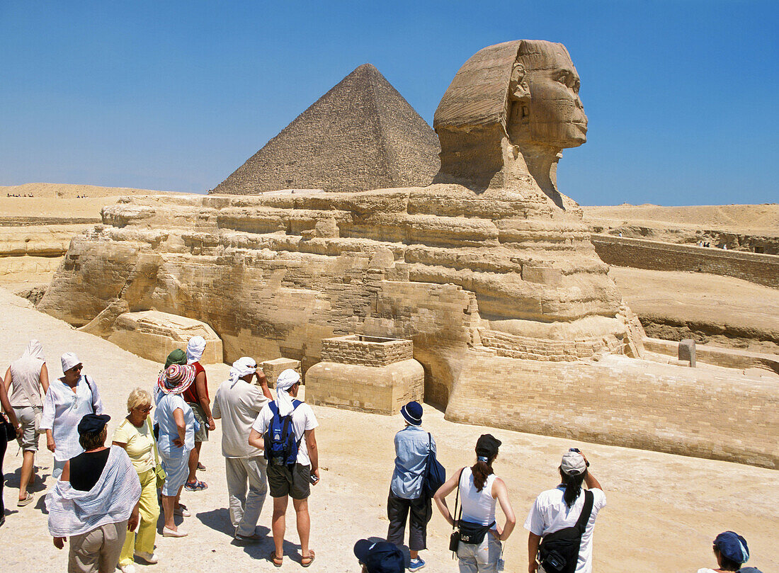 Tourists looking at Sphinx, Egypt