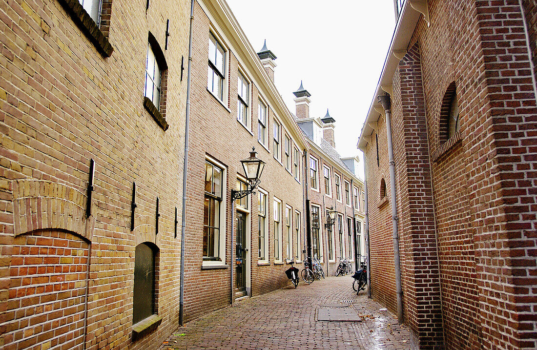 Historic alley in Leiden, Holland