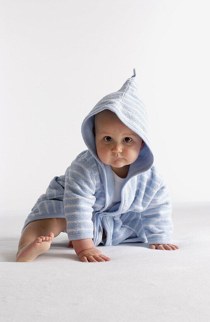 Baby portrait in bathing wrap