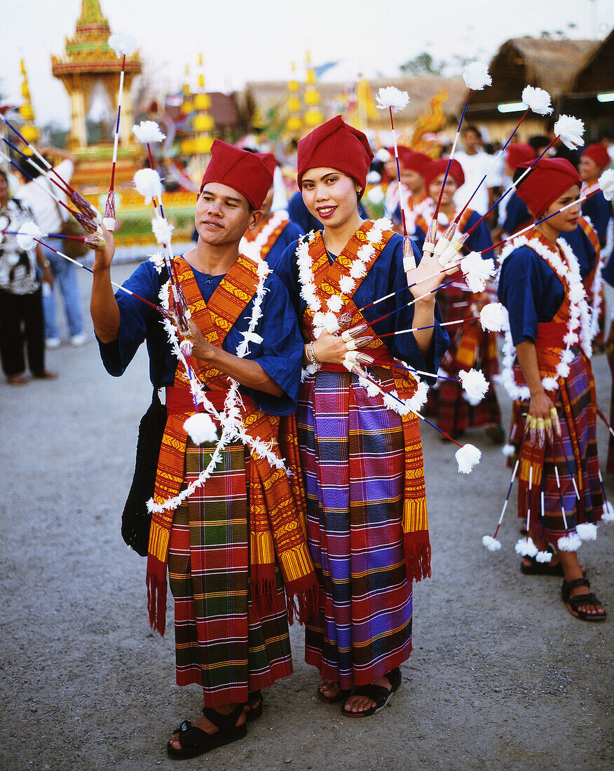 People in tradicional costumes during festival. Bangkok. Thailand