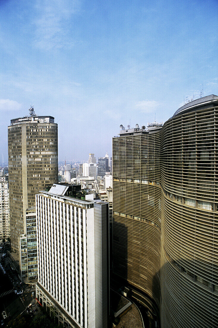 Copan building in foreground, skyline. Sâo Paulo. Brazil.