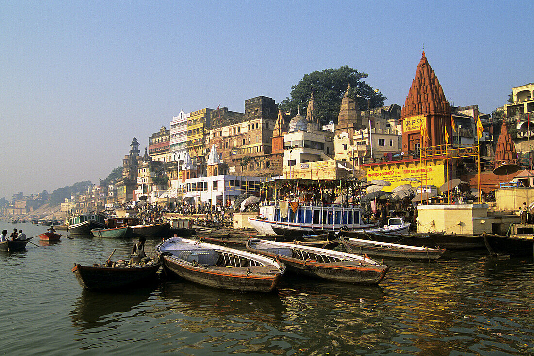 Ghats on the Ganges. Varanasi. Uttar Pradesh. India.