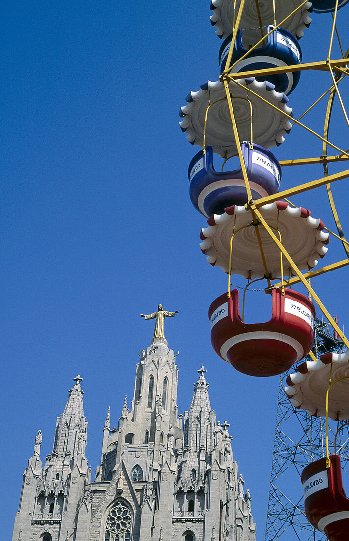 Expiatory Temple of the Sacred Heart (architect Enric Sagnier), Tibidabo, Barcelona. Catalonia, Spain