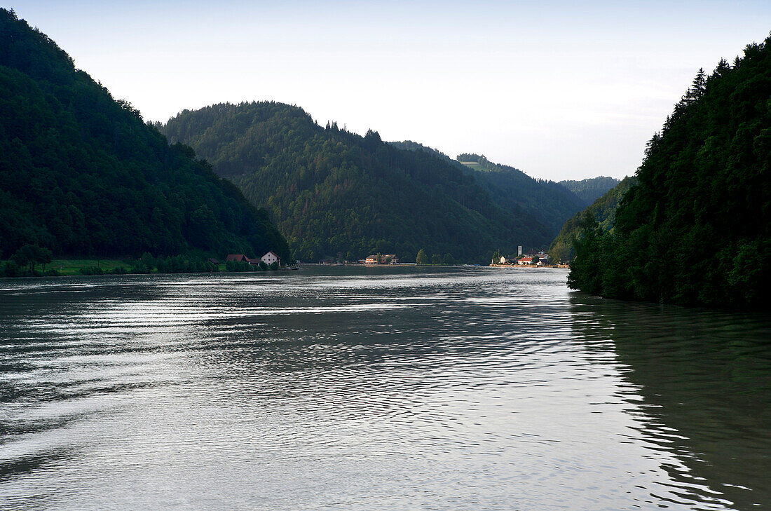 Cruising down the Danube near Obermühl an der Donau, Upper Austria, Austria