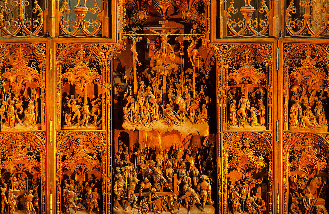 Detail of the Brüggemann Altar or Bordesholmer Altar at the dome St. Petri, Schleswig, Schleswig Holstein, Germany, Europe