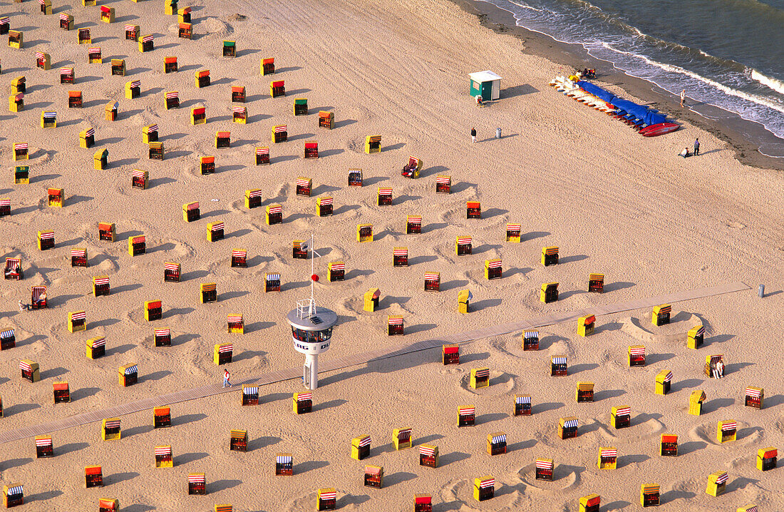 High angle view at the beach of Travemünde, Schleswig Holstein, Germany, Europe