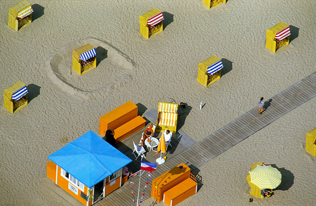 High angle view at the beach of Travemünde, Schleswig Holstein, Germany, Europe