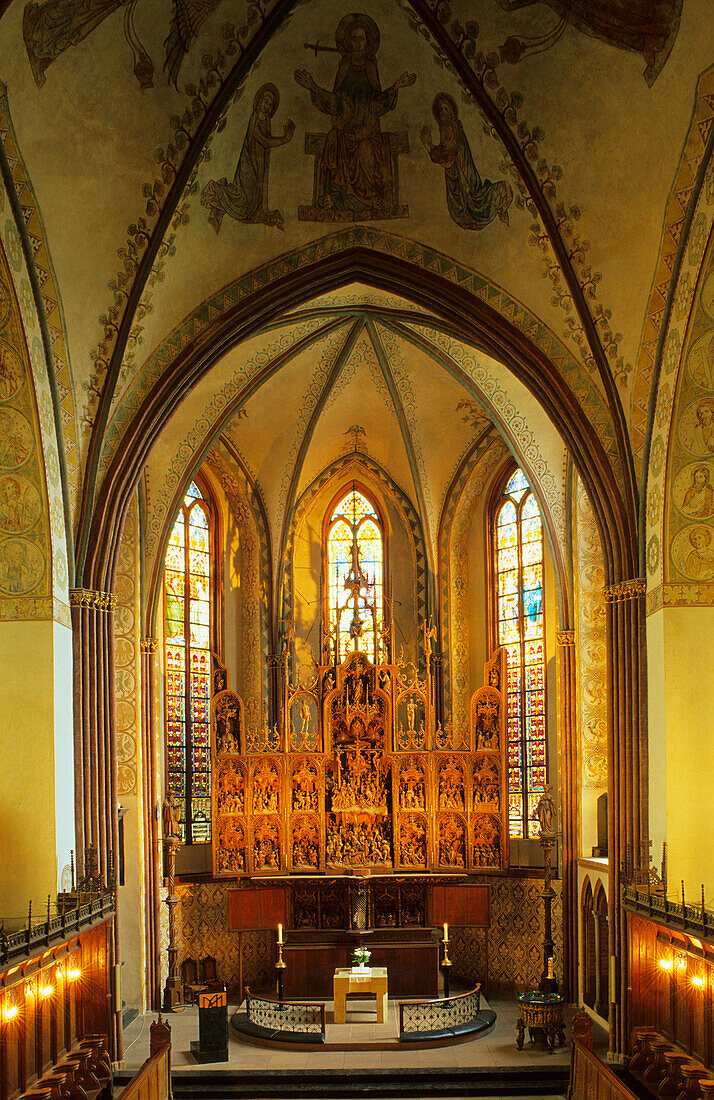 Innenansicht des Schleswiger Doms St. Petri mit dem Brüggemann Altar oder Bordesholmer Altar, Schleswig, Schleswig Holstein, Deutschland, Europa