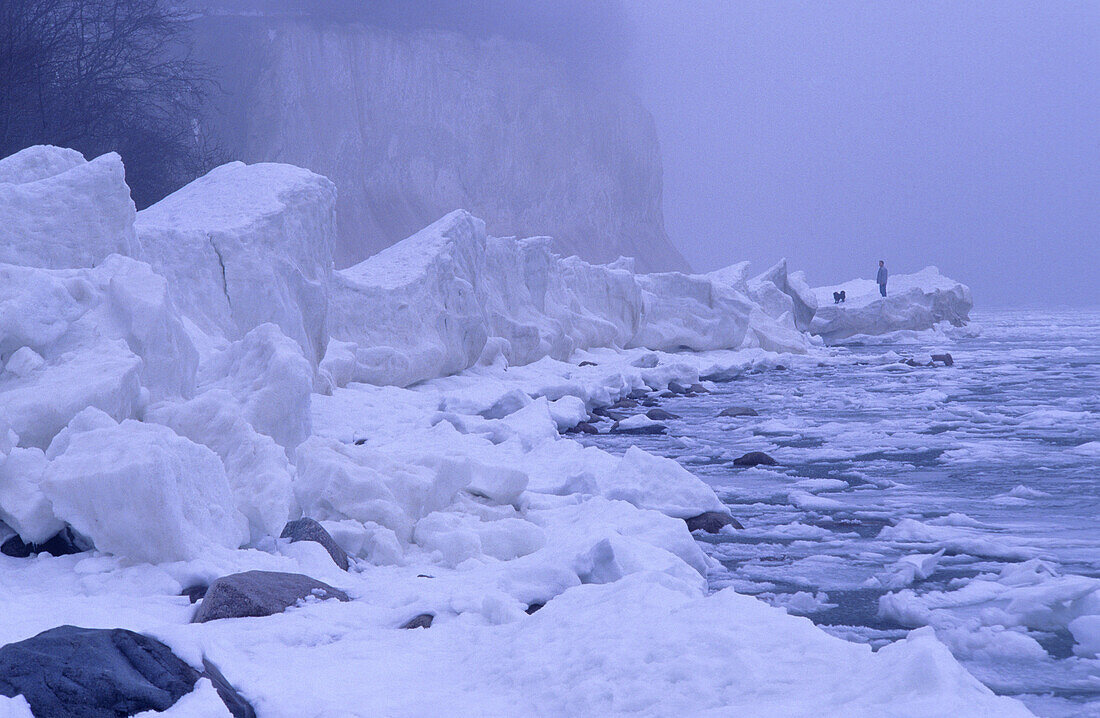 Kreidefelsen im Winter, Nationalpark Jasmund, Insel Rügen, Mecklenburg-Vorpommern, Deutschland