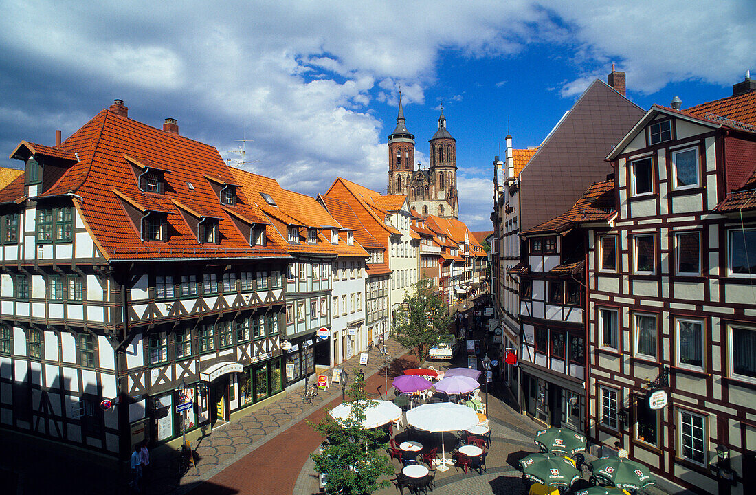 Europe, Germany, Lower Saxony, Göttingen, view of Johannisstrasse and St. Johannis Church