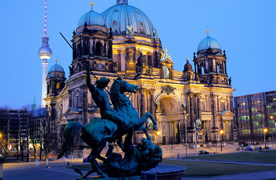 Europe, Germany, Berlin, Berlin cathedral with television tower in the background