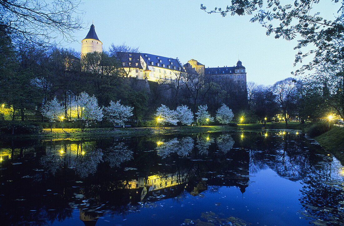 Altenburg Castle at night, Altenburg, Thuringia, Germany