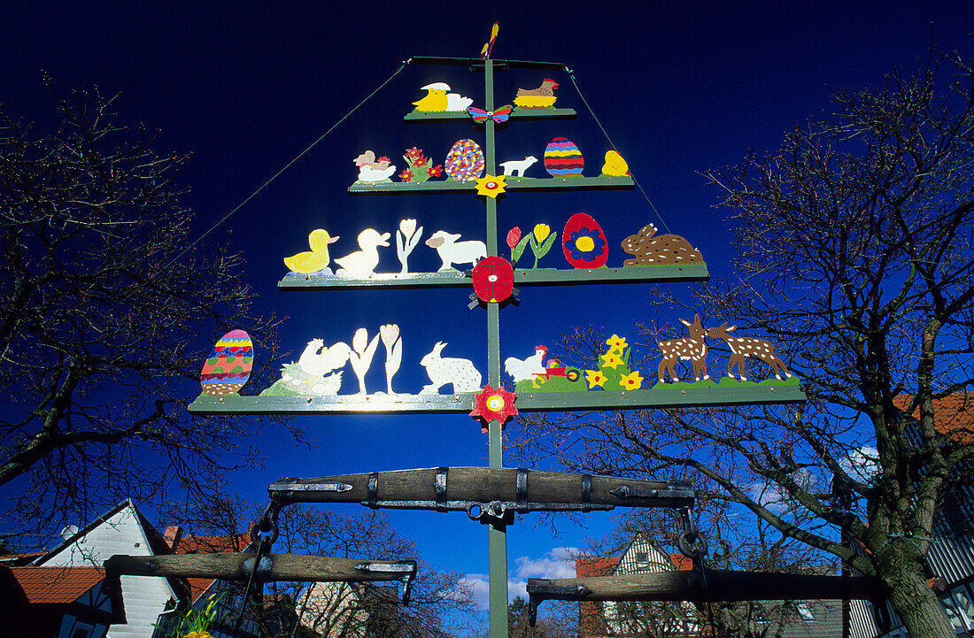 Europe, Germany, Hesse, maypole in Bad Sooden-Allendorf