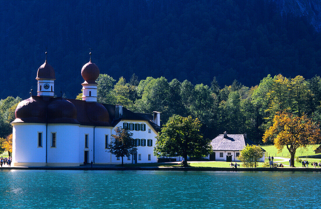 Europe, Germany, Bavaria, Königssee. St. Bartholomä Church