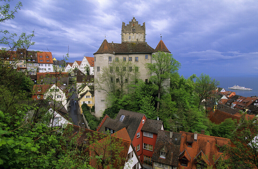 Burg Meersburg bei Nacht, Meersburg, Baden-Württemberg, Deutschland