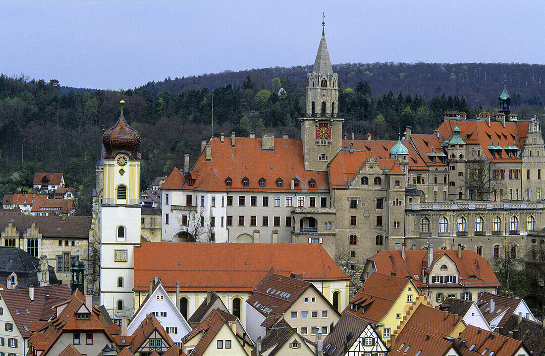 Sigmaringen Castle and parish church, Sigmaringen, Baden-Wurttemberg, Germany